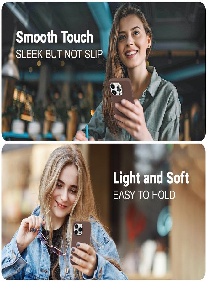 AOTESIER Shockproof for iPhone 15 Pro Case, [Food Grade Silicone] Phone Case [Military Drop Protection] with Soft Anti-Scratch Microfiber Lining, 6.1 inch, Chocolate - Image 2