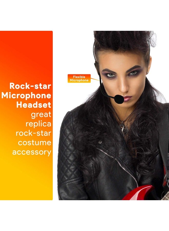 Skeleteen Rockstar Costume Accessories Headset - Fake Rock Star MJ Singer Microphone and Headphones Costume Accessory Prop - Image 2
