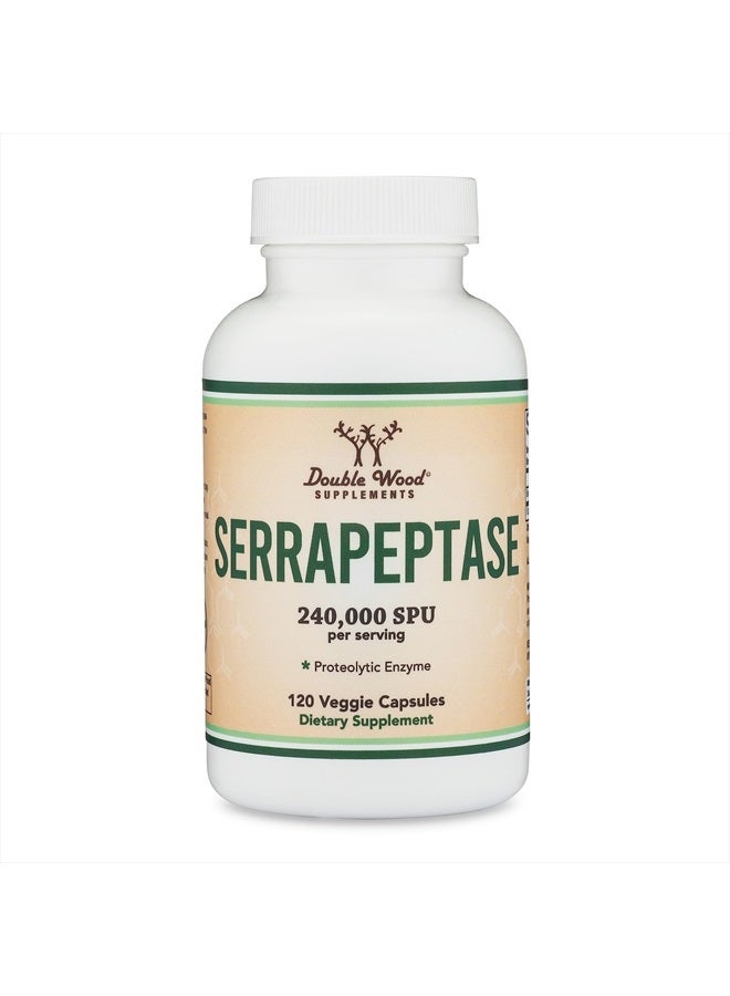 Double Wood Supplements Serrapeptase 240,000 SPU Max Potency (120 Veggie Capsules) Proteolytic Enzyme for Sinus, Respiratory and Joint Health (Manufactured and Tested in The USA, Gluten Free, Vegetarian Safe) by Double Wood - Image 4