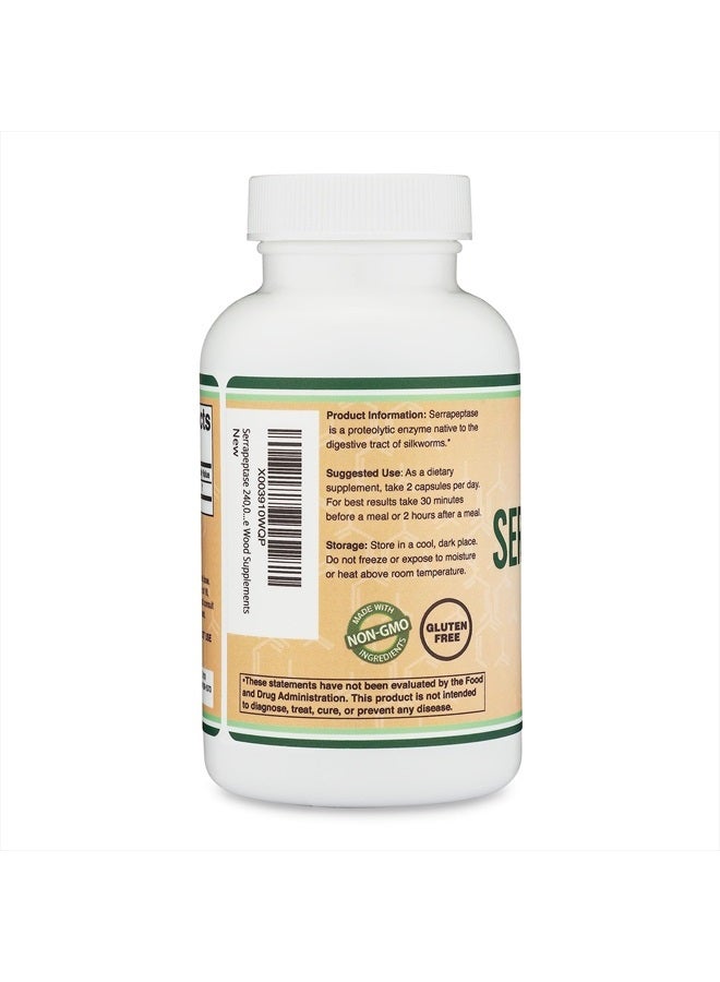 Double Wood Supplements Serrapeptase 240,000 SPU Max Potency (120 Veggie Capsules) Proteolytic Enzyme for Sinus, Respiratory and Joint Health (Manufactured and Tested in The USA, Gluten Free, Vegetarian Safe) by Double Wood - Image 3