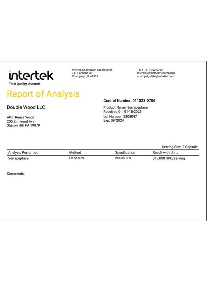 Double Wood Supplements Serrapeptase 240,000 SPU Max Potency (120 Veggie Capsules) Proteolytic Enzyme for Sinus, Respiratory and Joint Health (Manufactured and Tested in The USA, Gluten Free, Vegetarian Safe) by Double Wood - Image 5