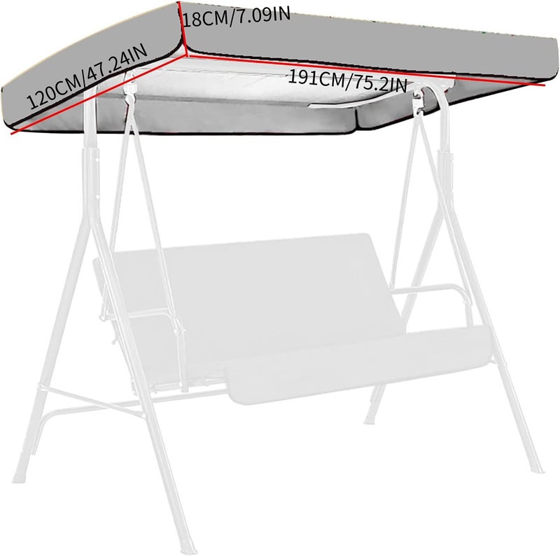 klarako Replacement Canopy for Garden Swing Seat, Garden Swing Chair Canopy Cover, Upgrade Waterproof/UV Resistant Canopy Cover for Garden Outdoor, 191x120cm (Blue) - Image 3