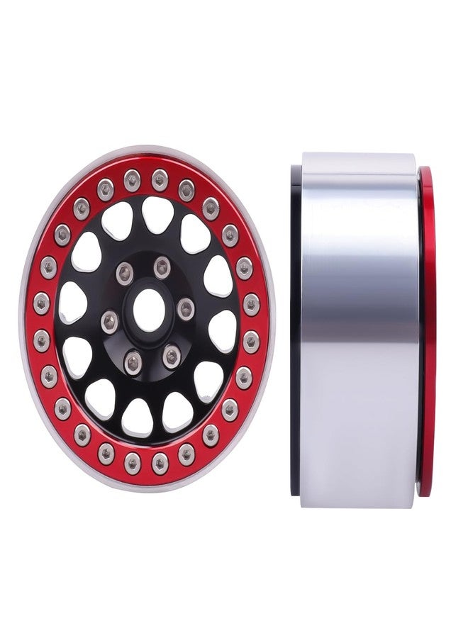 HobbyPark Aluminum 1.9 Beadlock Wheels for 1/10 Scale RC Crawler, Compatible with Traxxas TRX4 Axial SCX10 Redcat Gen 8 RC4WD, 4pcs (Black & Red) - Image 4