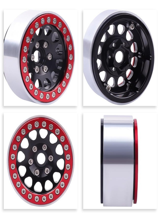 HobbyPark Aluminum 1.9 Beadlock Wheels for 1/10 Scale RC Crawler, Compatible with Traxxas TRX4 Axial SCX10 Redcat Gen 8 RC4WD, 4pcs (Black & Red) - Image 5