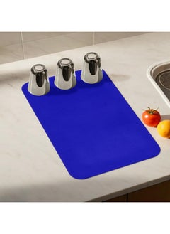 Kuber Industries Kuber Industries Dish Dry Mat | Microfiber Drying Mat | Kitchen Drying Mat | Reversible Mat | Kitchen Absorbent Mat | Dish Dry Mat for Kitchen | 38x50 | Pack of 2 | Blue  - Image 2
