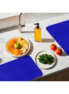 Kuber Industries Kuber Industries Dish Dry Mat | Microfiber Drying Mat | Kitchen Drying Mat | Reversible Mat | Kitchen Absorbent Mat | Dish Dry Mat for Kitchen | 38x50 | Pack of 2 | Blue  - Image 4