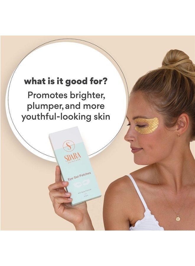 24K Gold Eye Mask - Anti Aging Under Eye Patches - Hydrating Under Eye Mask For Puffy Eyes - (6-Pack) - Reduce Wrinkles - Under Eye Bags Treatment For Dark Circles- Eye Masks - Eye Gel Pads