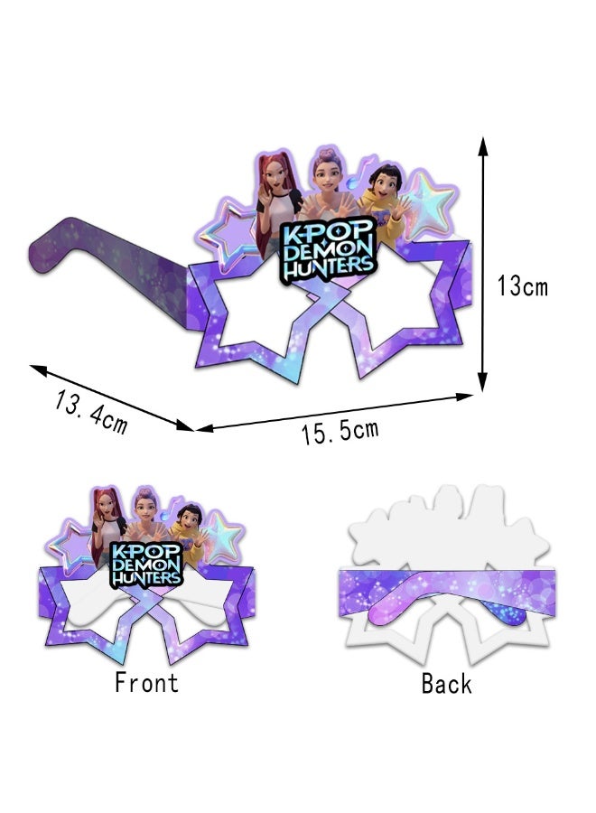8-Piece K-Pop Demon Hunters Paper Party Glasses Set - Cartoon Girl Group Photo Booth Props for Kids - Image 4
