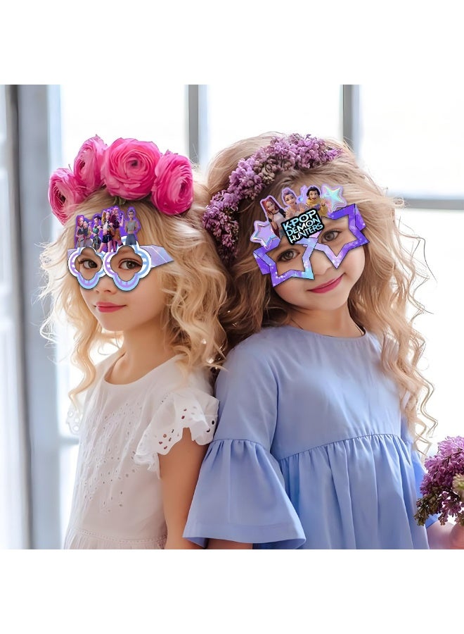 8-Piece K-Pop Demon Hunters Paper Party Glasses Set - Cartoon Girl Group Photo Booth Props for Kids - Image 5