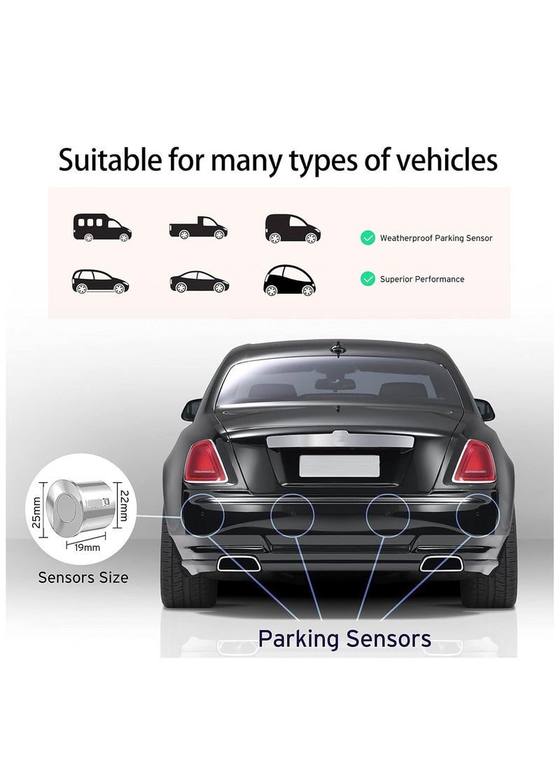 WINCA - WINCA Car Parking Sensor 6 Sensors Auto Reverse Assistance Backup Radar Detector System Digital Display Double-sided tapes 12v power cable Control Box (Silver) - Image 1