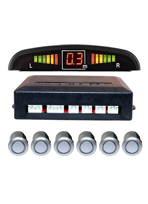 WINCA Car Parking Sensor 6 Sensors Auto Reverse Assistance Backup Radar Detector System Digital Display Double-sided tapes 12v power cable Control Box (Silver)