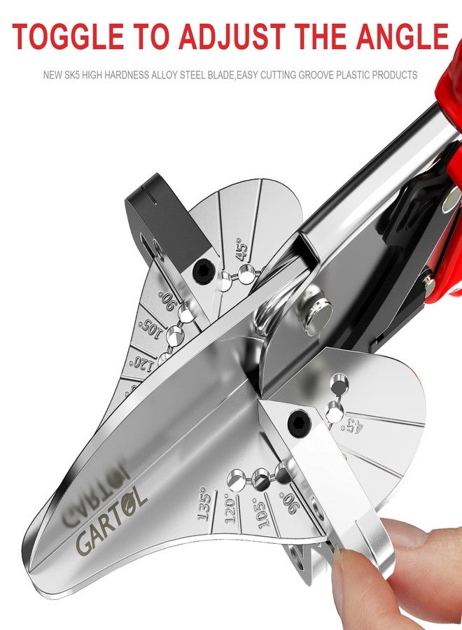GARTOL Ratchet Miter Shears for Angular Cutting Molding Crafting, Shoe Molding & Quarter Round Cutting Tool Miter Cutter, Adjust at 45-135 Degree Multi-Angle Cutter Hand Tool for Soft Wood, PVC, MDF - Image 5