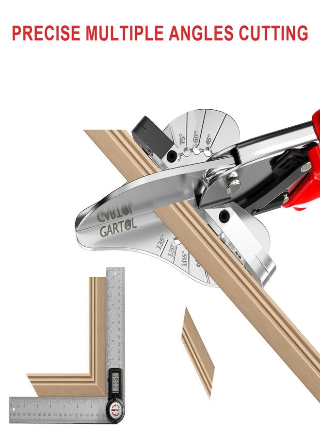 GARTOL Ratchet Miter Shears for Angular Cutting Molding Crafting, Shoe Molding & Quarter Round Cutting Tool Miter Cutter, Adjust at 45-135 Degree Multi-Angle Cutter Hand Tool for Soft Wood, PVC, MDF - Image 3