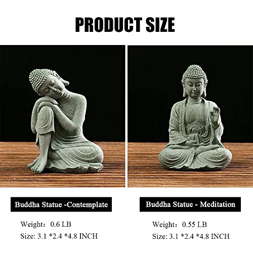 fazhongfa Mini Buddha Statue 4.7 Inch Natural Stone Handmade Buddha Sculptures Creative Zen Garden Aquarium Fish Tank Decorations Home Decor to Friend Family Mom Father as Gift (Contemplate) - Image 2