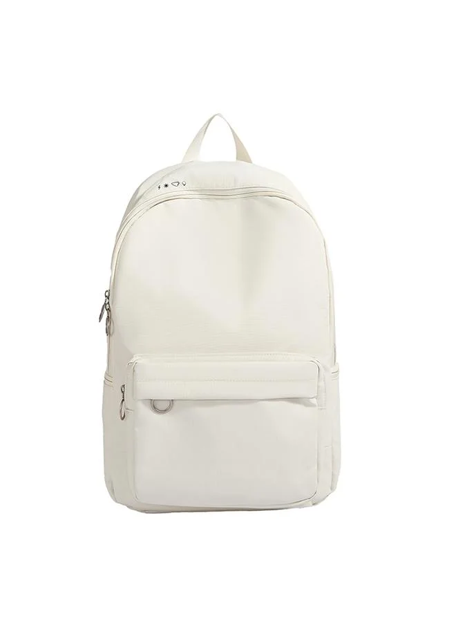 Take Two Nylon Solid Beige Backpack with Zip Closure