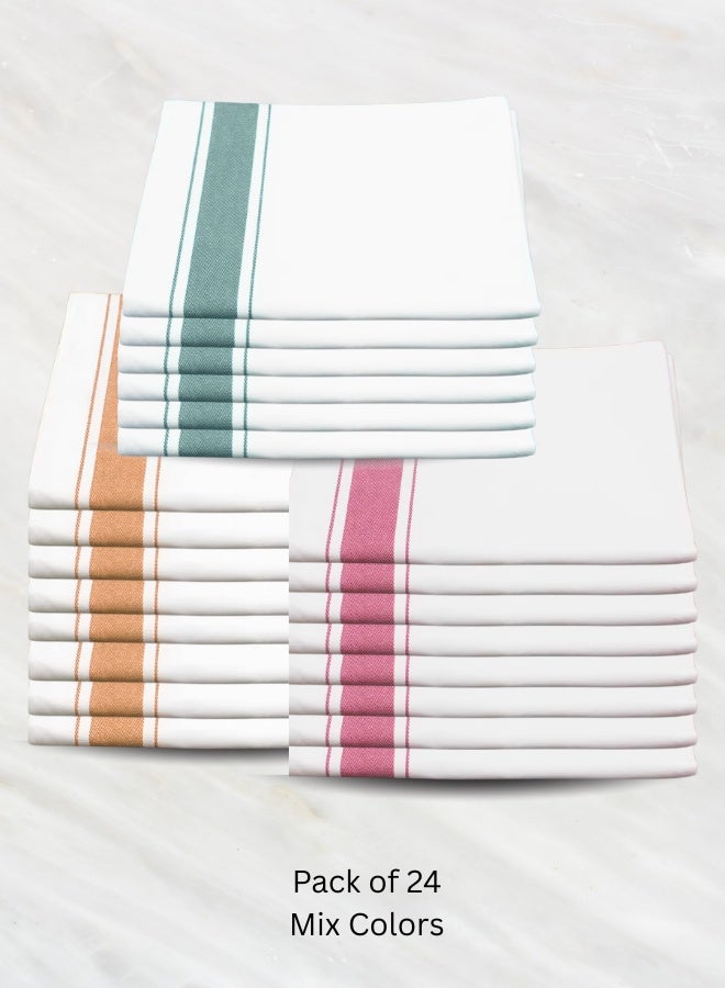 Pearl Coast Kitchen table covers White with pink green yellow stripe (50x70 cm) | pack of 24 - Image 1
