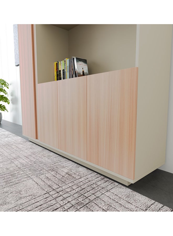 NEO FRONT FURNITURE Executive Manager Office Cabinet , Beige & Brown Finish with Open & Sliding Door Cupboards, Full-Length Storage Unit for CEO or Manager Room 1600×400×2000 mm (XS-Y-W16)  - Image 4