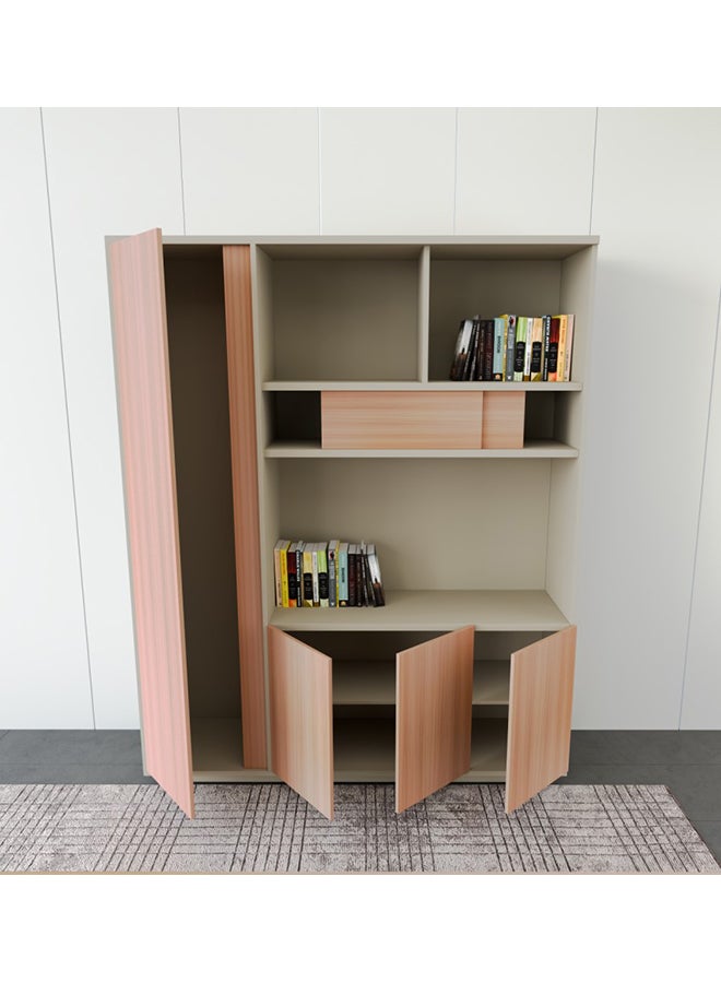 NEO FRONT FURNITURE Executive Manager Office Cabinet , Beige & Brown Finish with Open & Sliding Door Cupboards, Full-Length Storage Unit for CEO or Manager Room 1600×400×2000 mm (XS-Y-W16)  - Image 5
