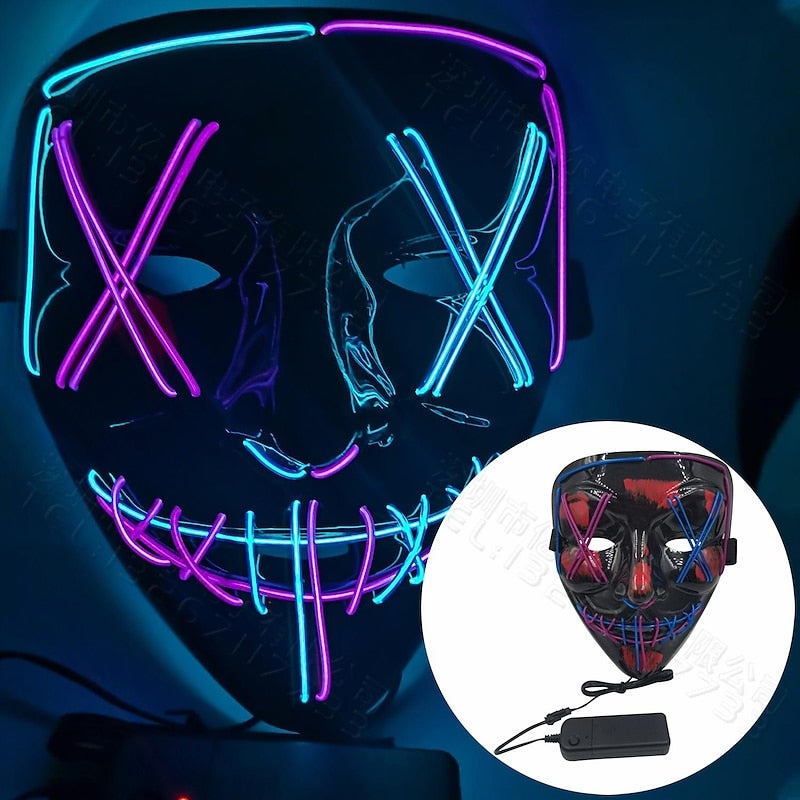 Bluejw Halloween Props LED Mask Clown The Jester Funny Halloween Adults' Men's Women's Halloween Carnival Mardi Gras Easy Halloween Costumes Dress Up - Image 1