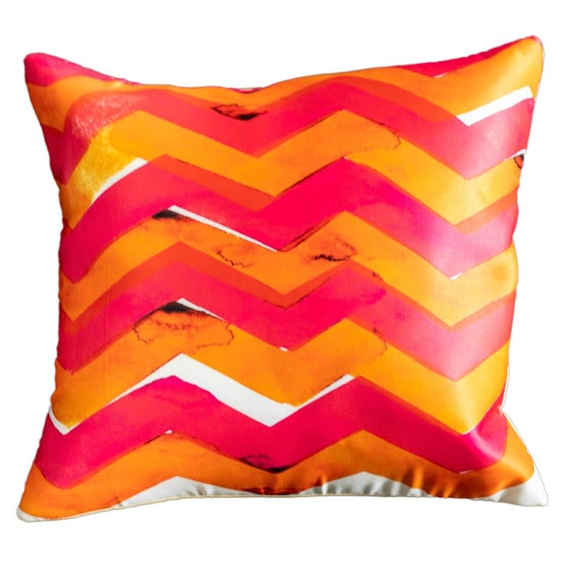Vendola Decorative Satin 250TC Sofa Cushion Pillow Covers, Multicolor, Set of 5 Floral Cushion Covers(Florence,24x24 Inches) - Image 3