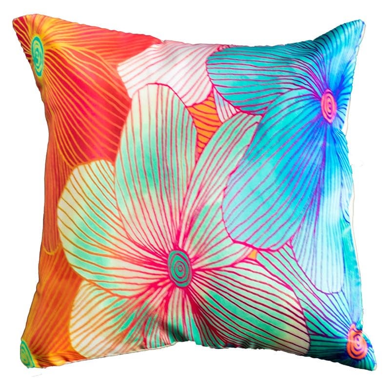 Vendola Decorative Satin 250TC Sofa Cushion Pillow Covers, Multicolor, Set of 5 Floral Cushion Covers(Florence,24x24 Inches) - Image 2