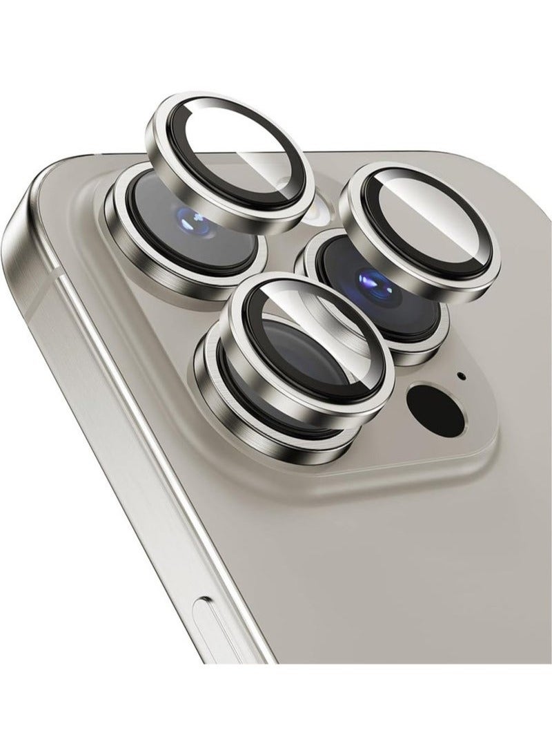 wexon Camera Lens Protector for iPhone 16 Pro ,  9H Hardness Tempered Glass Single Ring Cover, HD Clear, No Impact on Photography Quality, 3 Pack - Natural Titanium  - Image 1