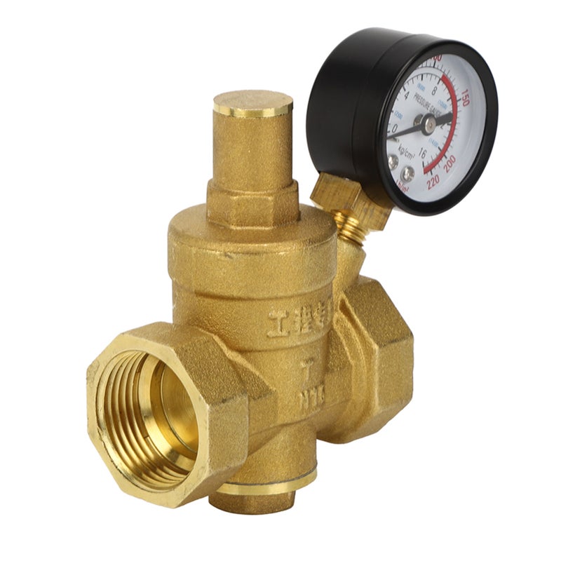 DN25 Brass Adjustable Water Pressure Reducing Regulator Reducer  Gauge Meter - Image 2
