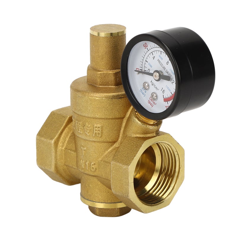 DN25 Brass Adjustable Water Pressure Reducing Regulator Reducer  Gauge Meter - Image 3