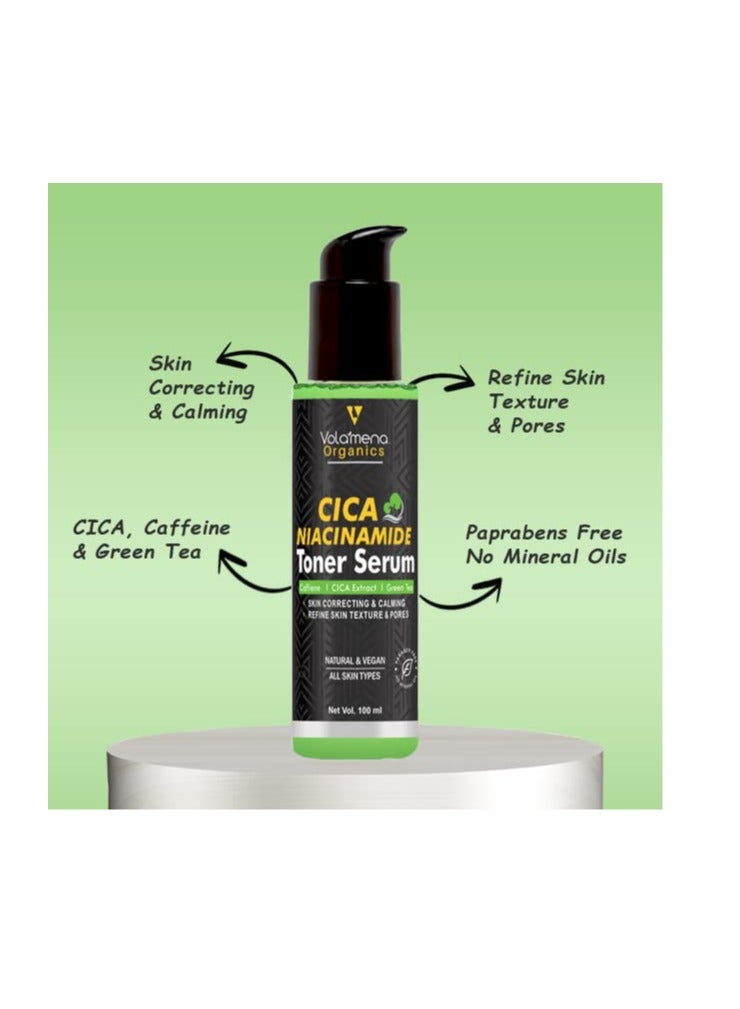 VOLAMENA WITH DEVICE CICA Niacinamide Toner serum unclogs pores reduces blemishes CIC Green Tea Caffeine 100ml - Image 3