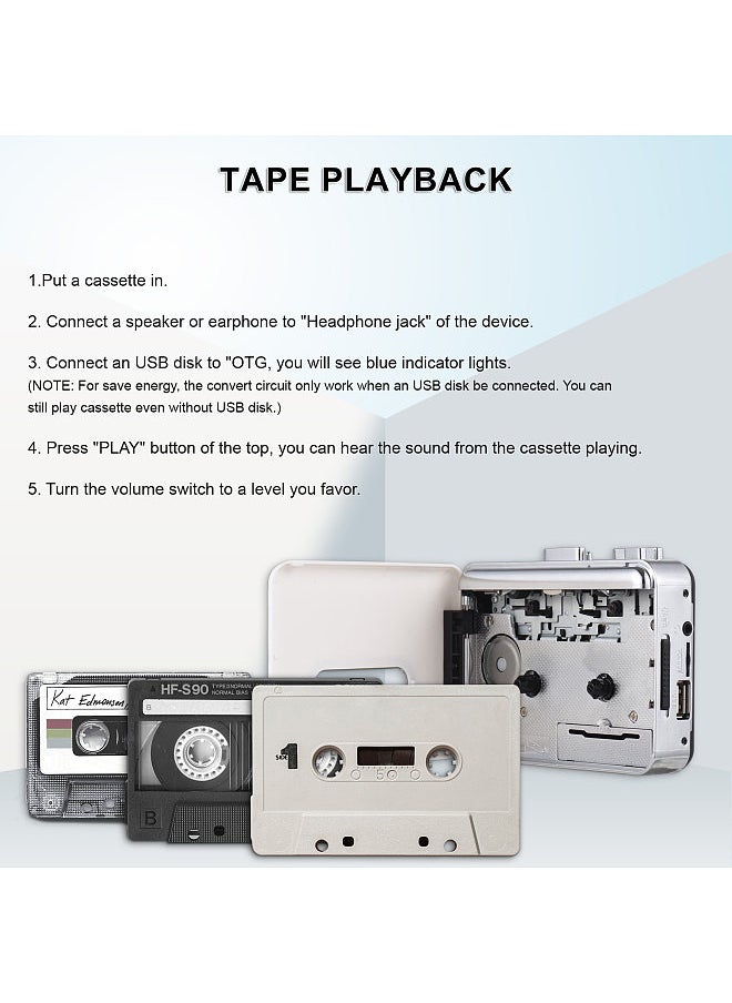 Generic - Cassette Tape to MP3 Converter Cassette To MP3 Card Player U Disk Tape Recorder to MP3 Player Cassette Player Portable Audio Tape to MP3 Converter Vintage Walkman Cassette Recorder Music Player - Image 1