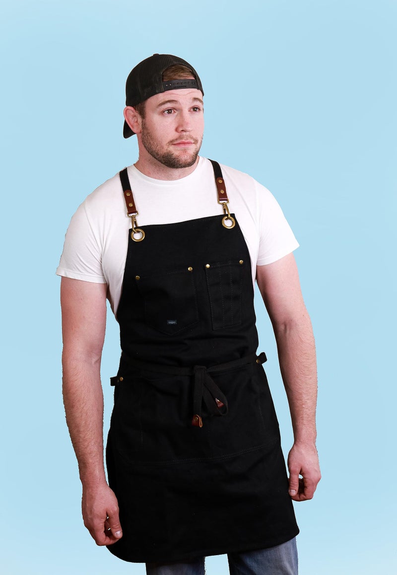 Caldo Canvas Kitchen Apron for Cooking - Mens and Womens Canvas Apron for Professional Chef, Server, or Barista- Adjustable with Pockets (Black) - Image 3