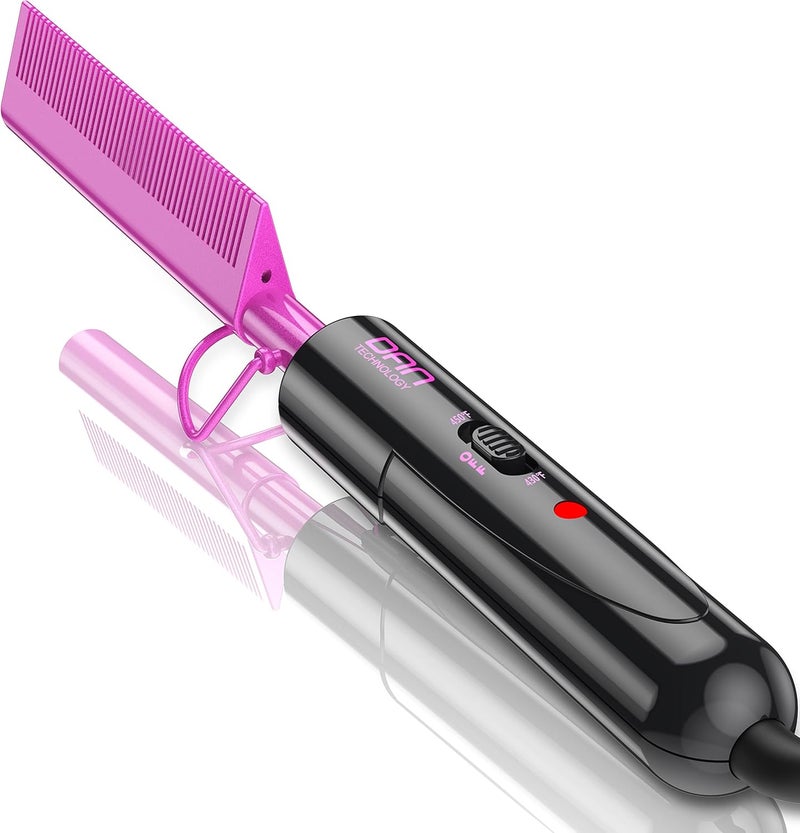 DAN Technology Dual Voltage Ceramic Pressing Comb - 450°F Fast Heating Mini Straightener for Lace Front Wigs and Black Women's Hair - Image 1