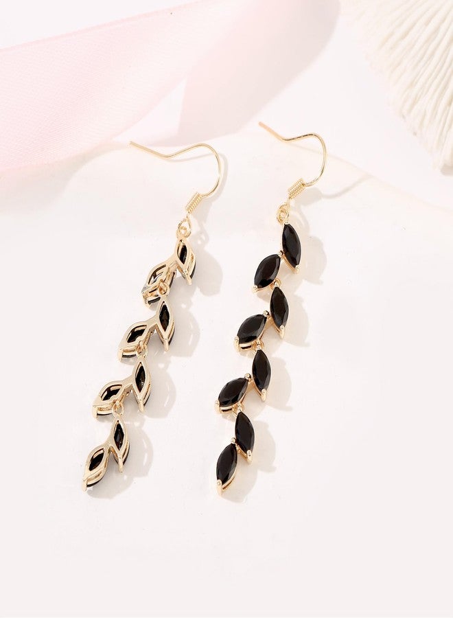 GAOKOXI Black Cubic Zirconia Wedding Earrings for Bridal Bridesmaid Rhinestone Dangle Earrings Crystal Drop Earrings for Women Prom Party Jewelry Gifts - Image 5