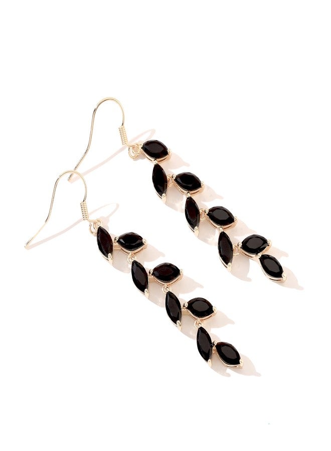 GAOKOXI Black Cubic Zirconia Wedding Earrings for Bridal Bridesmaid Rhinestone Dangle Earrings Crystal Drop Earrings for Women Prom Party Jewelry Gifts - Image 1