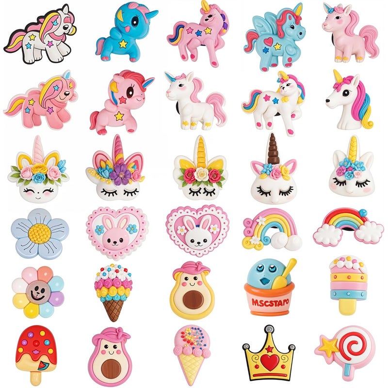 Kawn ®️ 30Pcs Clog Slippers Shoe Charms Cute Cartoon Casual Clog Slipper Charms For Girls Aesthetic Shoe Decoration Charms Rubber Charms For Clogs Bracelet Wristband Decoration Charms - Image 1