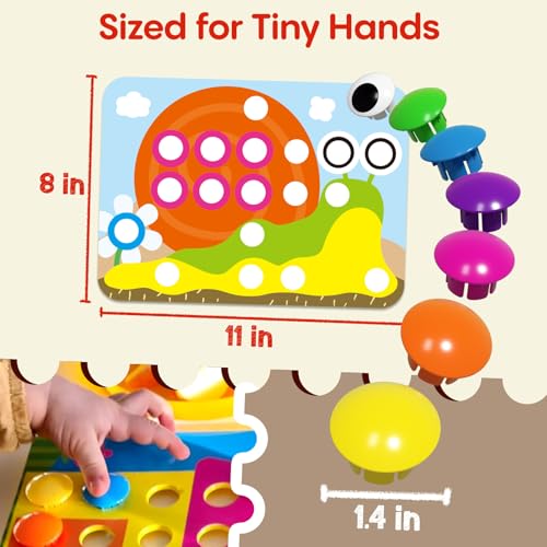 AMOSTING Button Art Toy – Educational Color Matching Mosaic Pegboard Sensory Learning Activity for Kids Age 3 4 5, Preschool Gift for Toddlers, Boys and Girls - Image 4