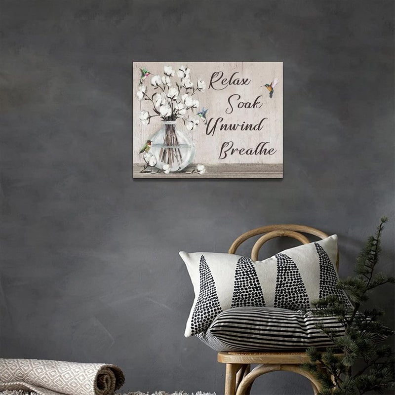 Tijuboni Rustic Cotton Flowers Canvas Wall Art - Image 3