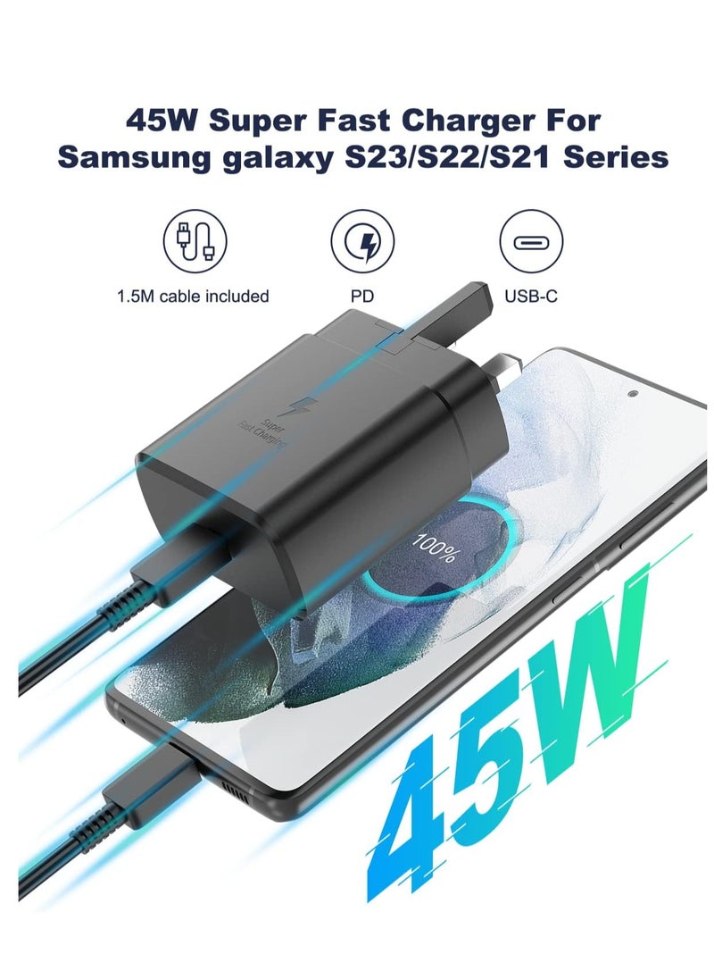 ELTRAZONE - For Samsung Charger, 45W USB C Super Fast Charging with 1.5m Cable Compatible with Samsung Galaxy S24 S23 S22 S21 S20 Ultra, S24+ S23+ S22+ S21+, A53, A15, A55, A54, Type C Power Adapter - Image 1