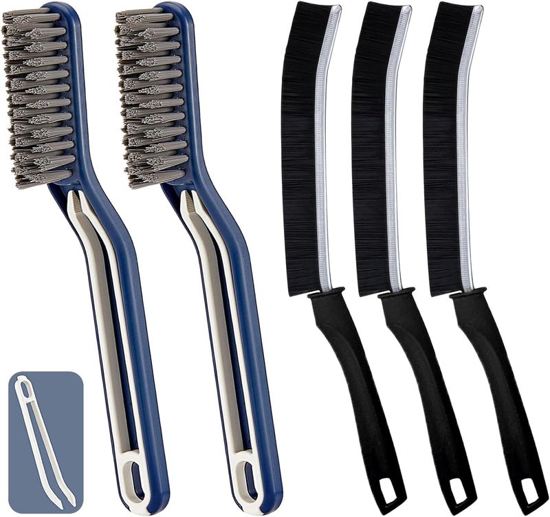 ZTOCOZ Crevice Cleaning Brush, Multifunctional Hard Bristle Grout Cleaning Brush, Bathroom Cleaning Brush with Clip,Cleaning Brush for Household, Kitchen, Window, Sink, Toilet, Grout (5 PCS) - Image 1