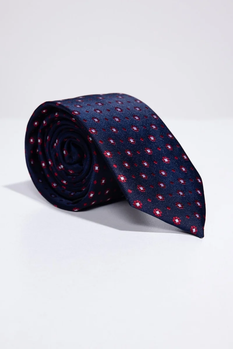 Tudors Classic Pocket Handkerchief Patterned Navy Blue Tie