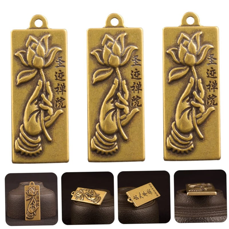 3Pcs Brass Keychain Set Elegant Design Luggage Bag Charm For Home Office Gifting - Image 5