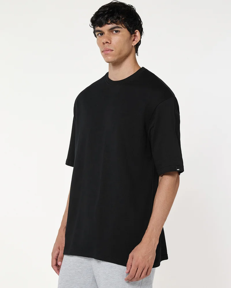 bewakoof Heavy Duty 1.0 Men's Black Oversized T-shirt
