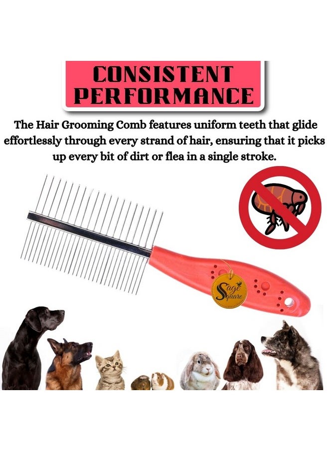 Sage Square Pet Comb Double Side - Professional Grooming Tool For Dogs And Cats, Detangle, Smooth And Beautify Your Pet'S Fur, Versatile, Ergonomic Handle Comfort, Effective Knot Removal  - Image 2