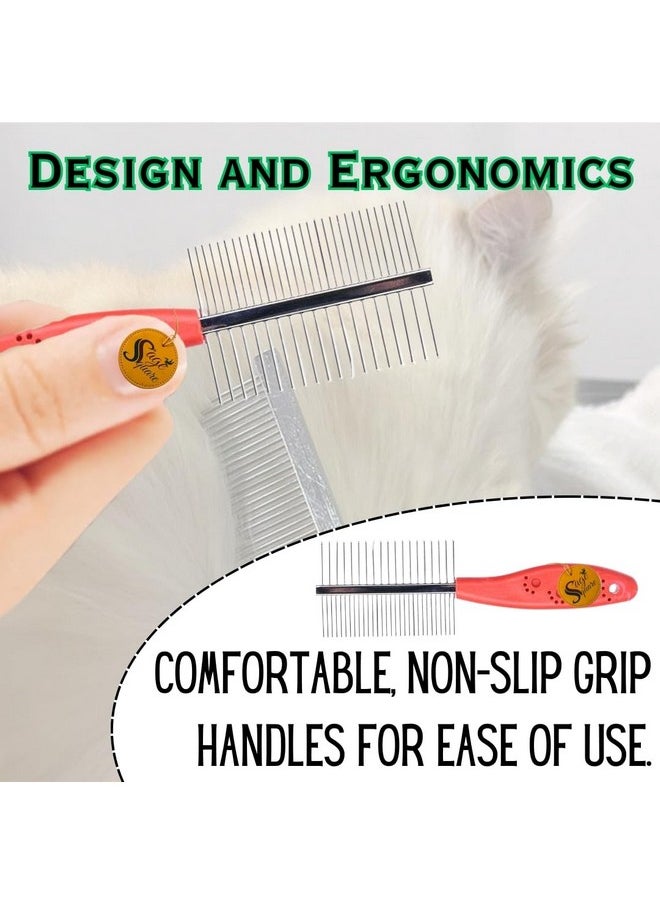 Sage Square Pet Comb Double Side - Professional Grooming Tool For Dogs And Cats, Detangle, Smooth And Beautify Your Pet'S Fur, Versatile, Ergonomic Handle Comfort, Effective Knot Removal  - Image 3