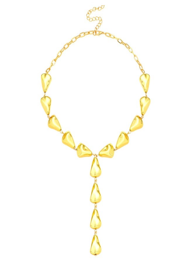 Amaal Long Chain Style Necklace for Women | Gold Plated Beaded Drop Pendant | Stylish Jewellery | Aesthetic Chains | Western Jewellery for Girls | Statement Necklace-43 - Image 1