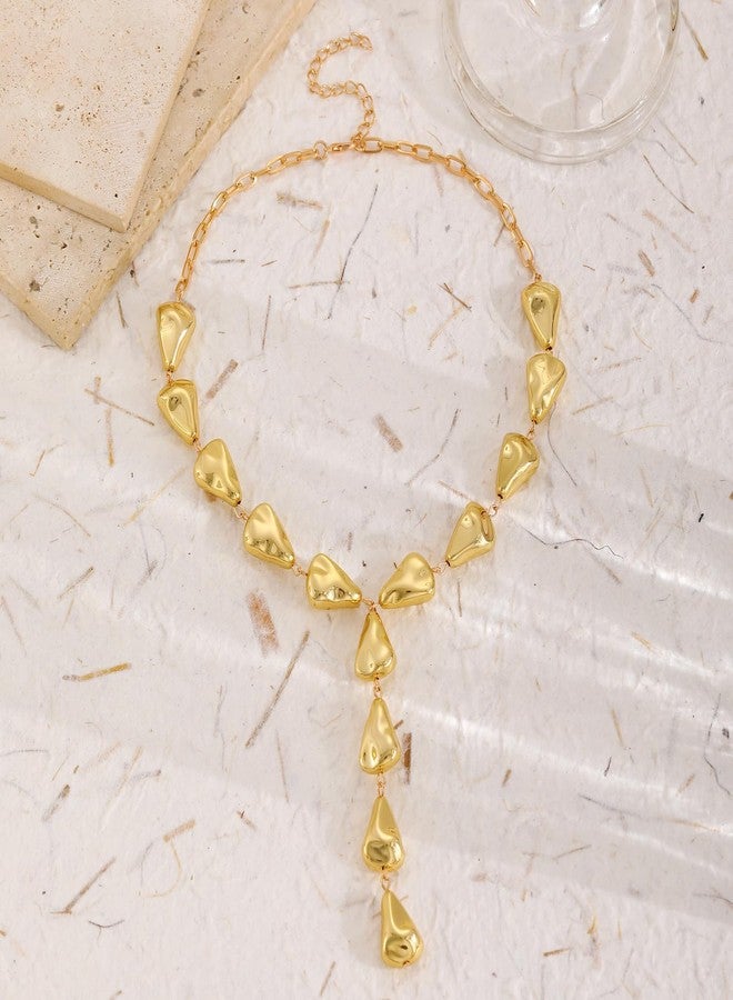 Amaal Long Chain Style Necklace for Women | Gold Plated Beaded Drop Pendant | Stylish Jewellery | Aesthetic Chains | Western Jewellery for Girls | Statement Necklace-43 - Image 3