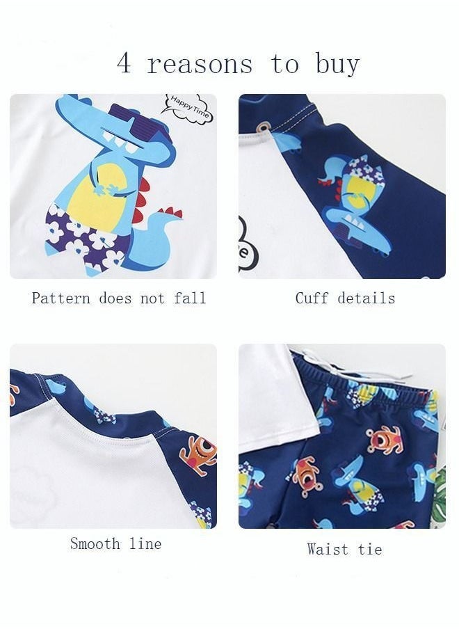 NADANBAO Swimsuit Set，Short Sleeve Kids Rash Guard Dinosaur Boys Bathing Suit with Sun Cap for 3-6 Years，Swimsuit Set for Boys-Suitable for Children Swimming Sea, Beach, and Swimming Pool - Image 3