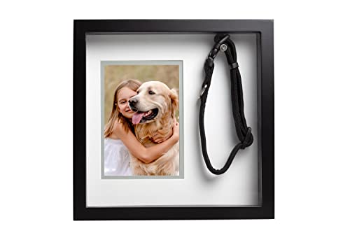 Pearhead Pet Collar Keepsake Picture Frame Memorial Shadow Box Wall Mountable Display Bereavement Photo Frame for Dogs and Cats Pet Loss Remembrance Gift 45x65 Photo Insert Black