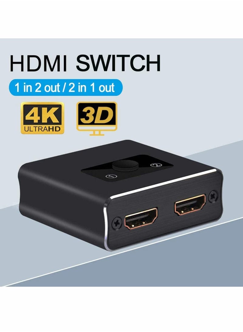 Y&D - HDMI Switch, 2.0 Splitter 2 x 1/1 2. No External Power Required Aluminum Alloy 60Hz Support 4K 3D HD 1080P for Xbox PS4 Roku HDTV, Switcher Input 1 Output - Image 1