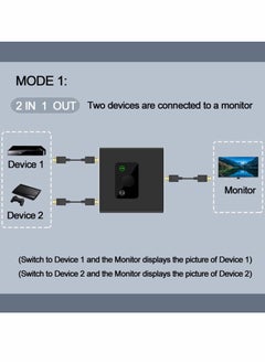 Y&D HDMI Switch, 2.0 Splitter 2 x 1/1 2. No External Power Required Aluminum Alloy 60Hz Support 4K 3D HD 1080P for Xbox PS4 Roku HDTV, Switcher Input 1 Output  - Image 3